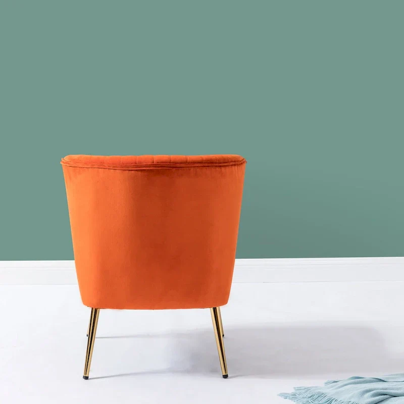 Monica Living Room Armless Accent Comfy Chair with Tufted Back and Metal Legs by HULALA HOME