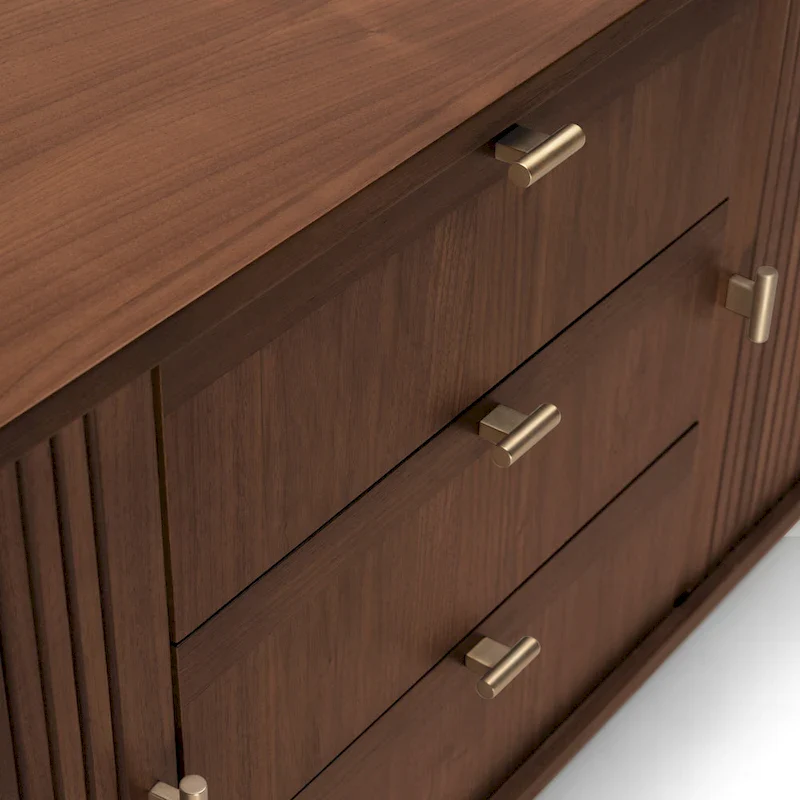Walnut Wood Sideboard with 3 Drawer Mid Century Modern