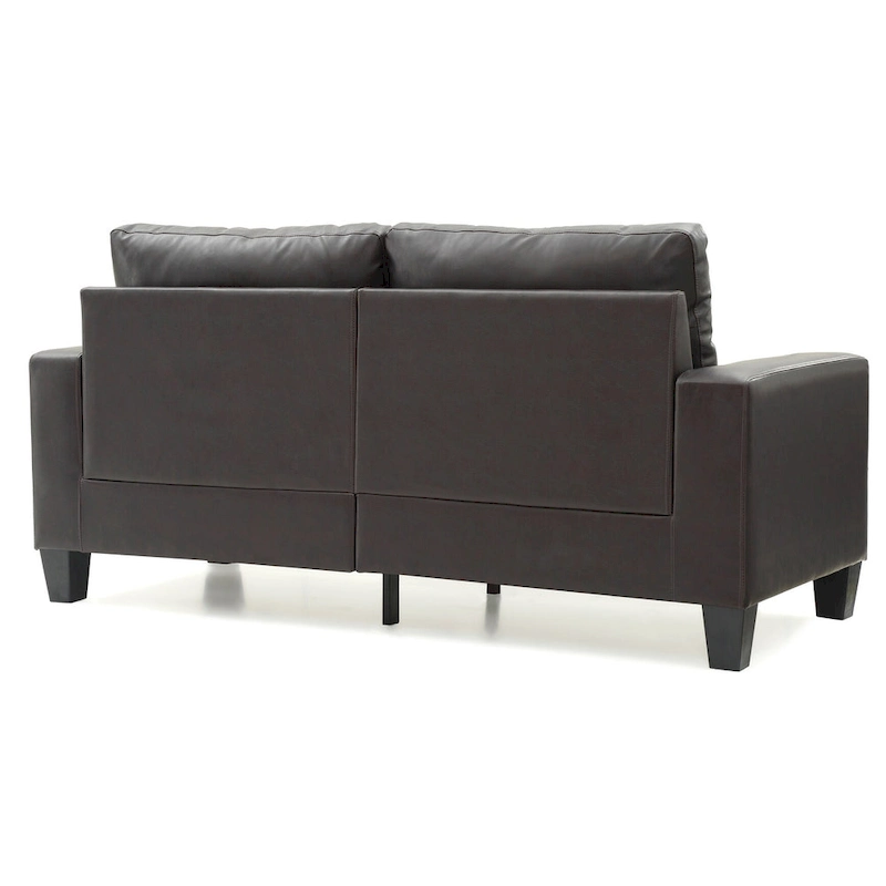 Newbury 71 in. W Flared Arm Faux Leather Straight Sofa - 32L x 71W x 36H
