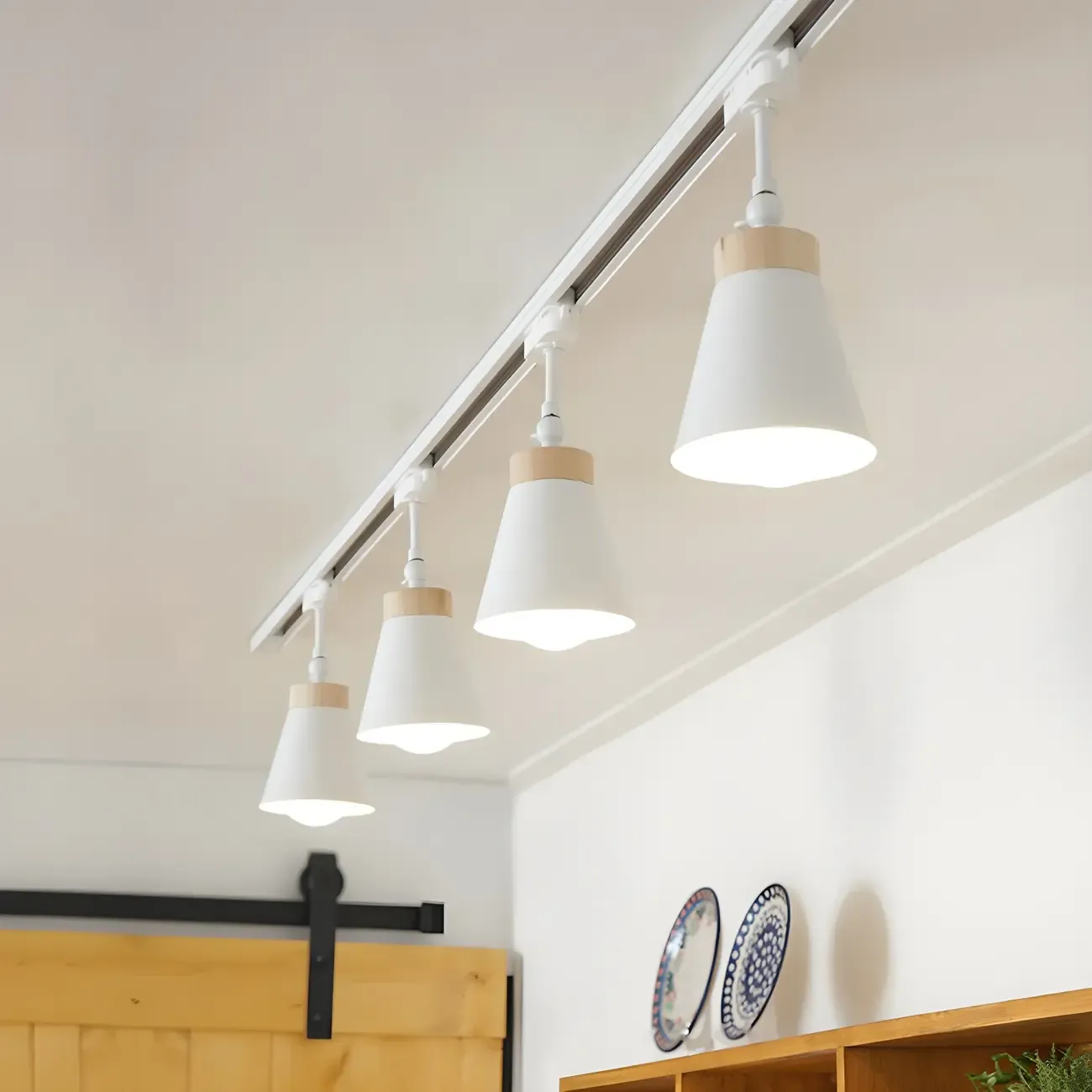 Modern Metal Cone Shape Semi Flush Mount Slidable Track Light