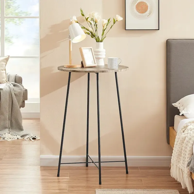 35.4  High Round Bar Table, Industrial Style Wood Top Bistro Pub/Breakfast Table