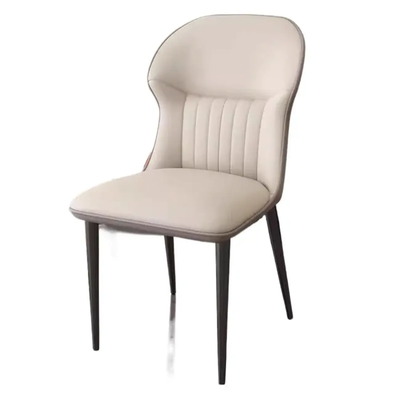 Modern Wingback Faux Leather Dining Chair with Metal Legs