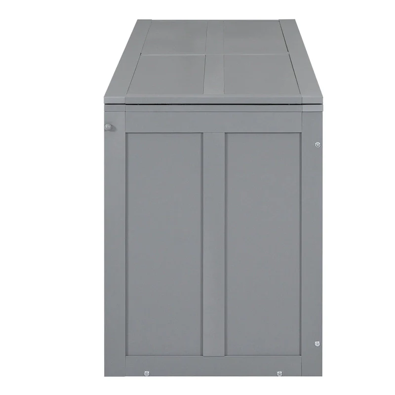 Grey Queen Murphy Bed with Rotating Desk and Shelves - Pine Wood and MDF Space-Saving Design