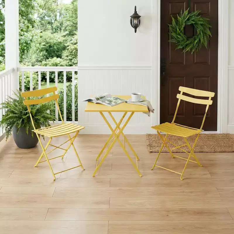 3 Piece Patio Bistro Set, Folding Patio Bistro Table and Chairs Set of 2, Outdoor Patio Furniture Set, Metal Structure, for Balcony Yard Garden