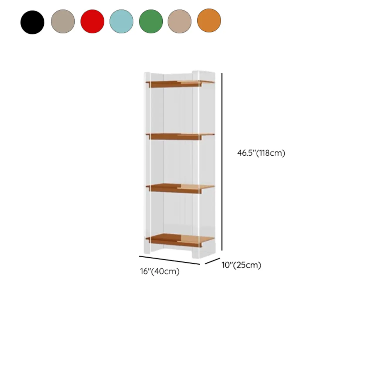 Minimalism Clear Acrylic 4-Tier Vertical Narrow Bookcase