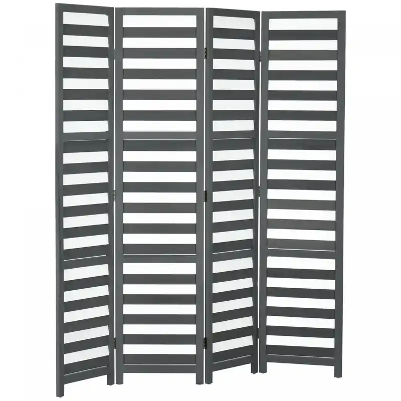 4-Panel Folding Room Divider with Louvred Privacy Screen, Freestanding Partition