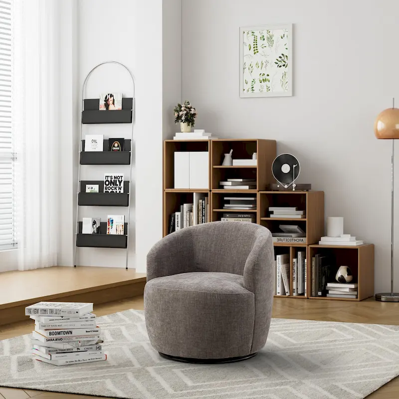 Ouyessir Accent Upholstered Round Velvet 360 Degree Swivel Sofa Chairs