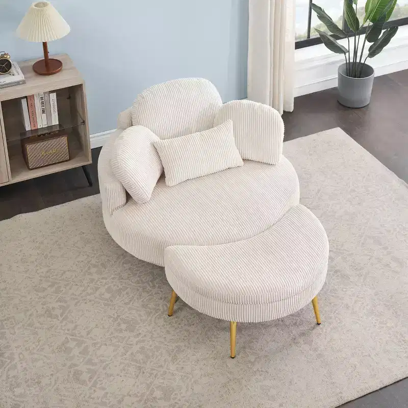 Okak Modern Small Chaise Lounge Sleeper Sofa Bed with Movable Storage Footstool,Upholstered Armchair Sofa Couch for Living Room,Apartment