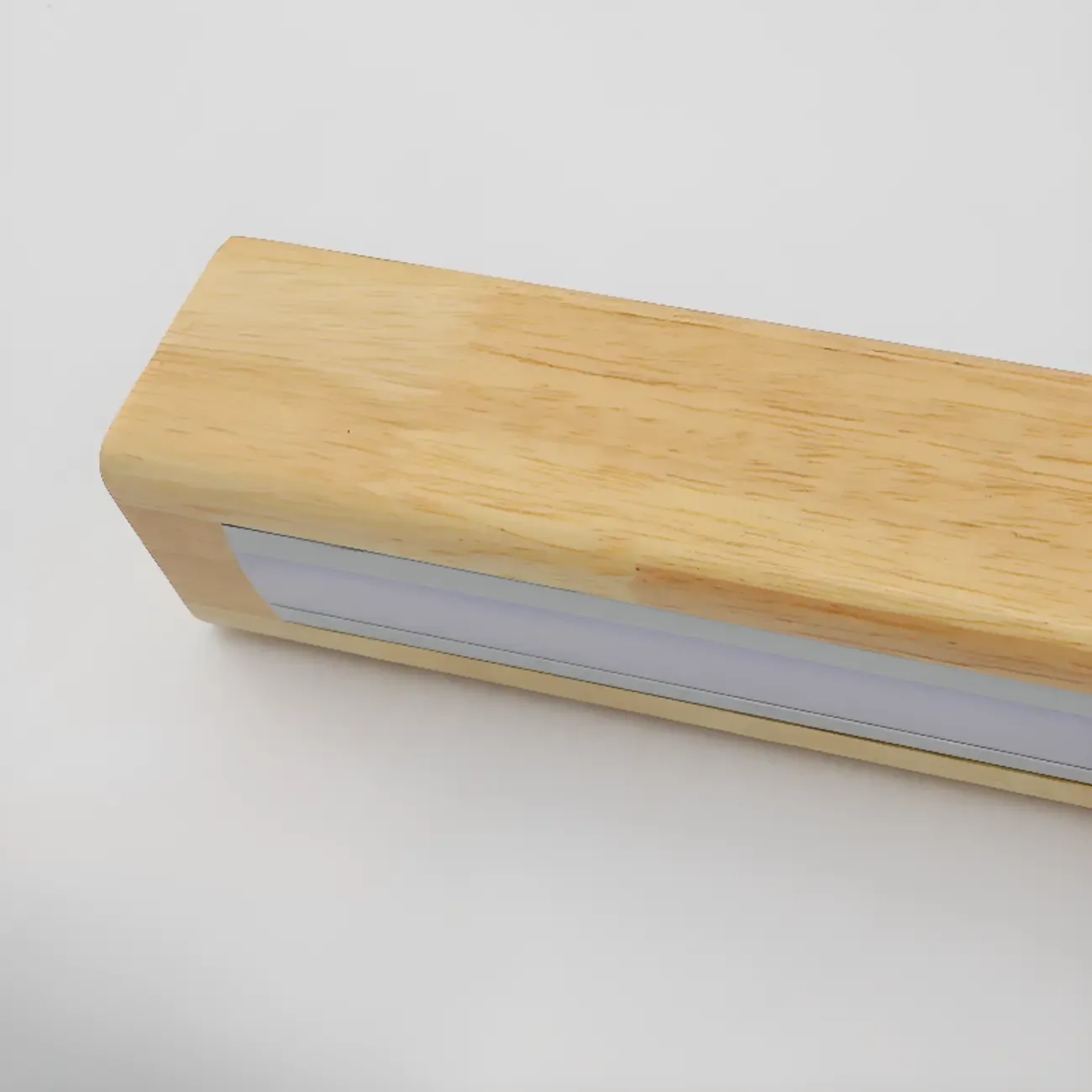 Modern Linear Wood LED Vanity Lights with Dual Shade