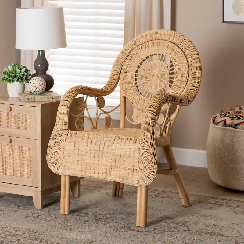 Putri Modern Bohemian Natural Rattan Arm Chair