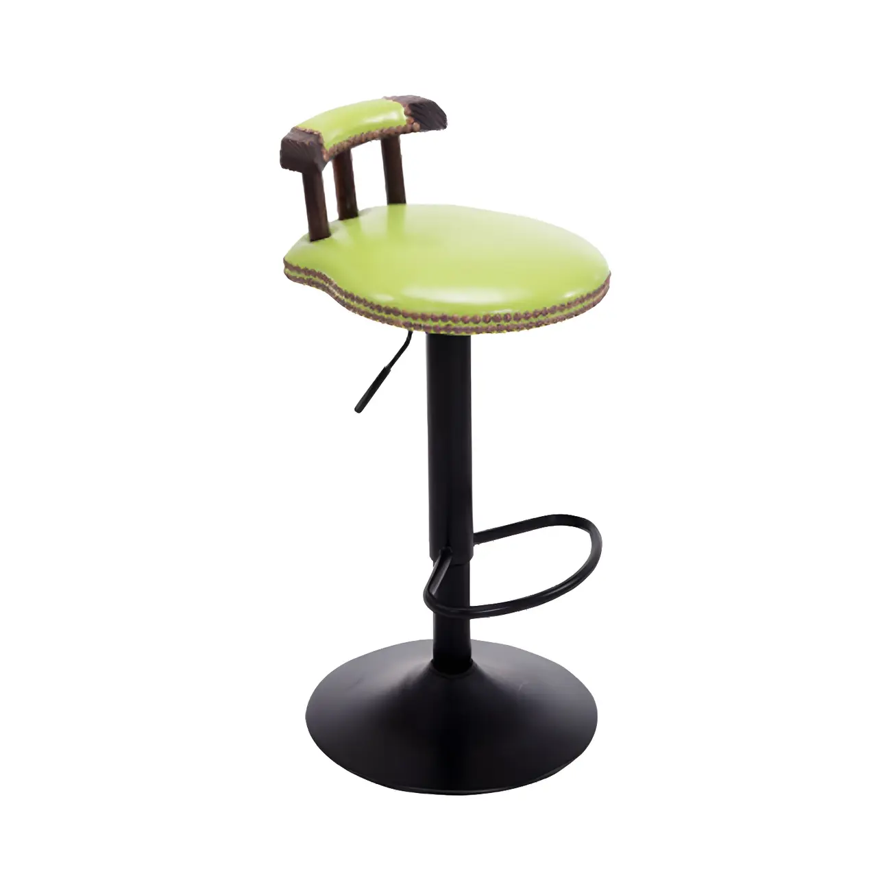 Industrial Round Leather Adjustable Bar Stools
