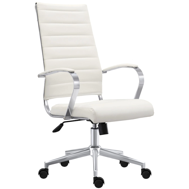 Modern Ergonomic Office Chair: Mid Back, PU Leather, Arms, Tilt, Adjustable Height, Wheels, Swivel