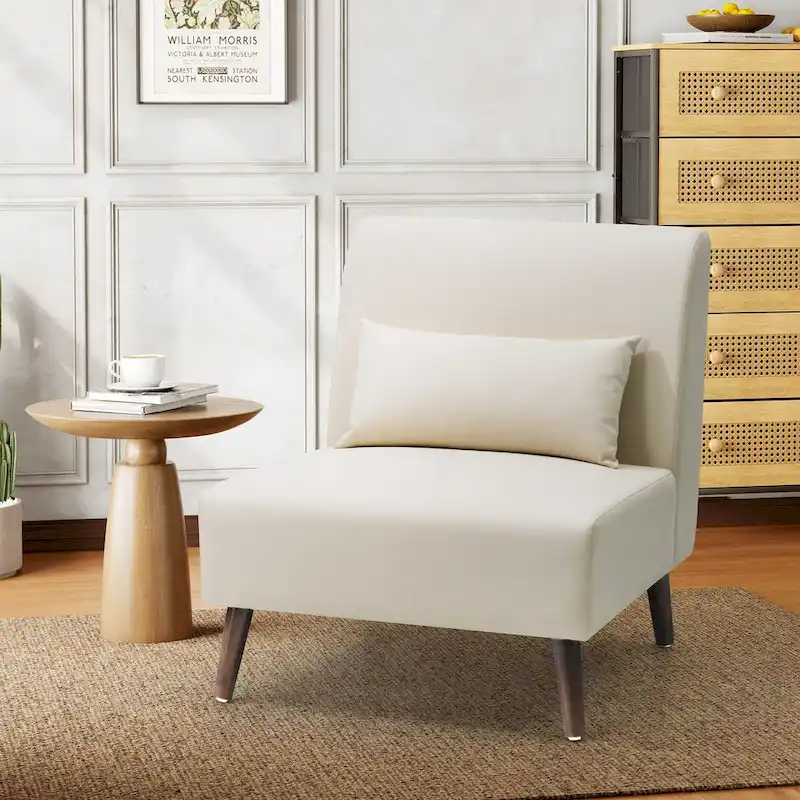 Accent Chair Upholstered Sofa Chair PU Faux Leather Wood Frame with Pillow - 28.74 W x 30.71 D x 31.50 H