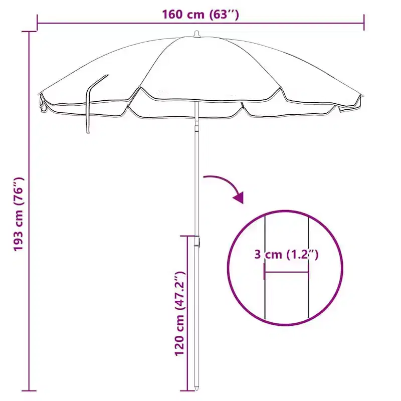 vidaXL Garden Parasol Sand Polyester, Steel UV-resistant materials