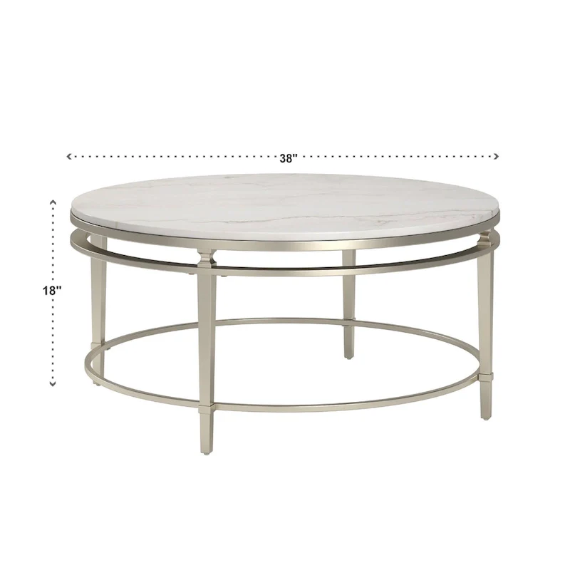 Egan Champagne Silver Finish Marble Top Table by
