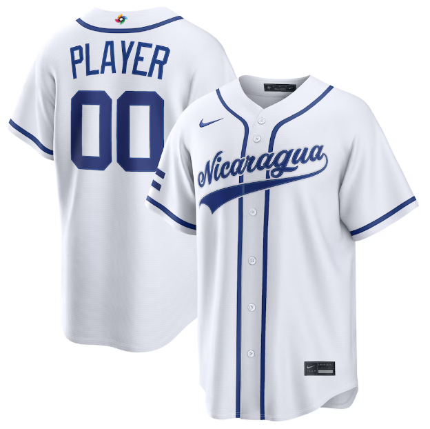 Nicaragua Baseball White 2026 World Baseball Classic Home Pick-A-Player Custom Jersey