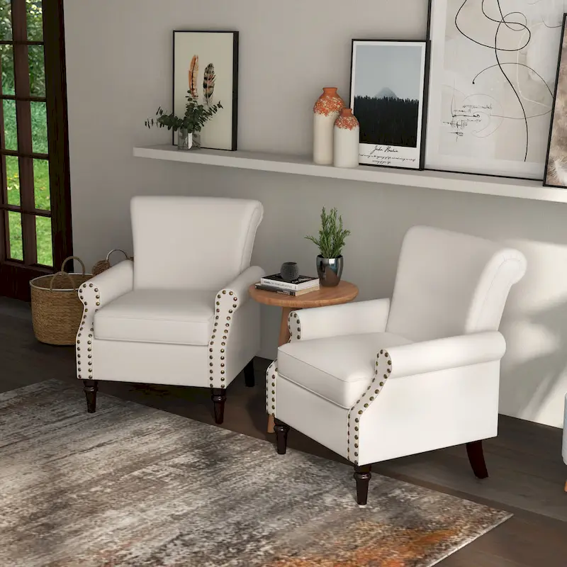 Classic Upholstered Accent Chair Set of 2