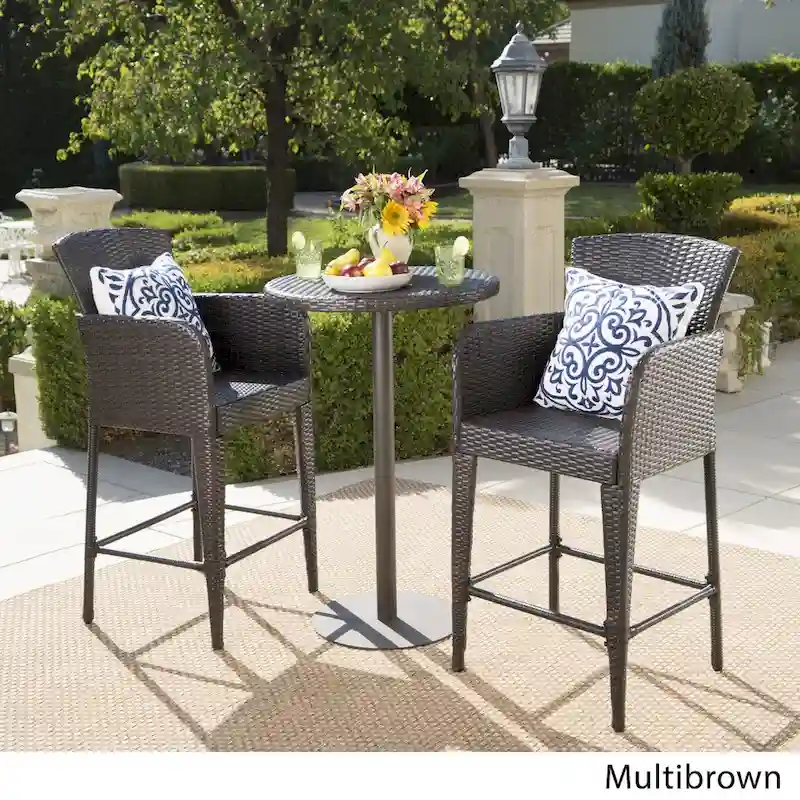 Brooklyn Outdoor 3-piece Wicker 26-inch Round Bar Set by Christopher Knight Home