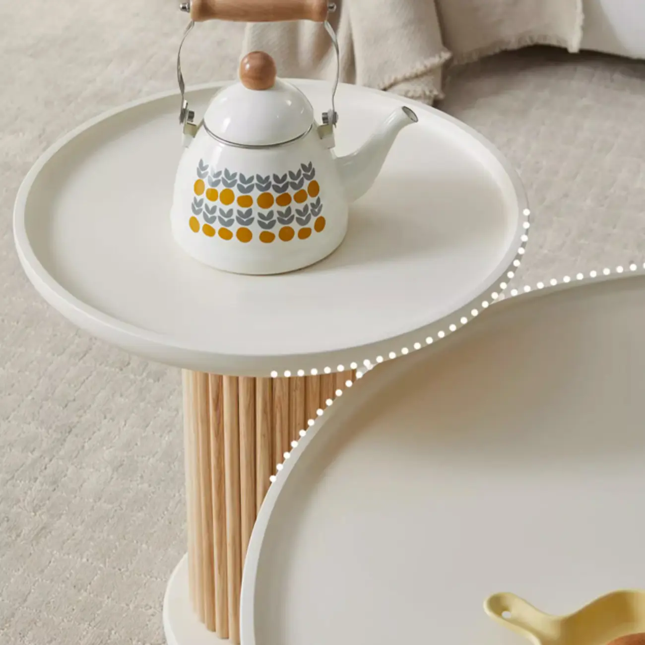 White Scandinavian Stylish Round Wood Coffee Table