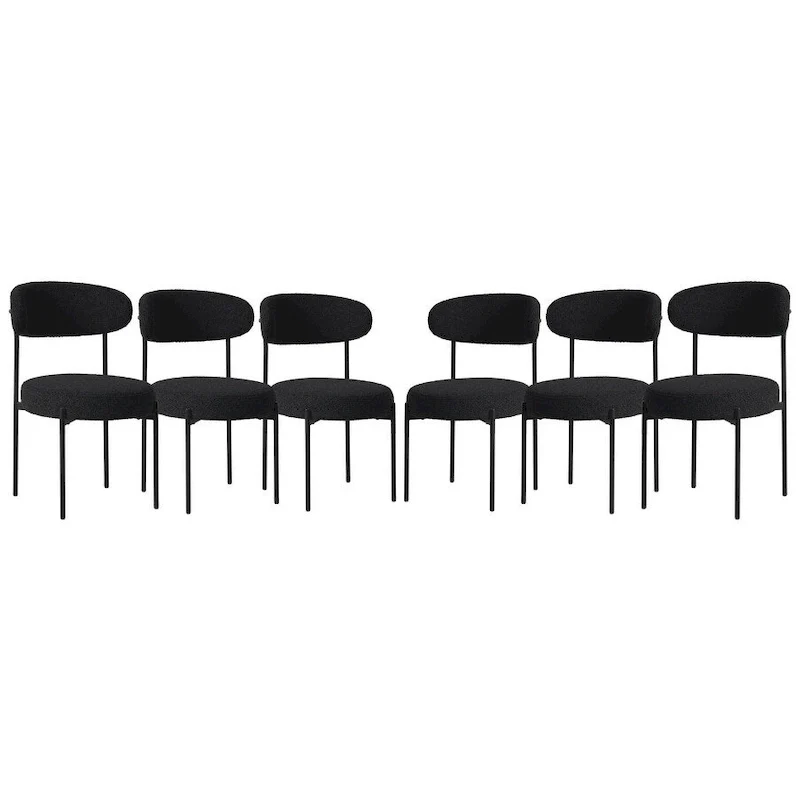 Bayville Mid-Century Curved Back Fabric Upholstered Metal Dining Chair (Set of 6)