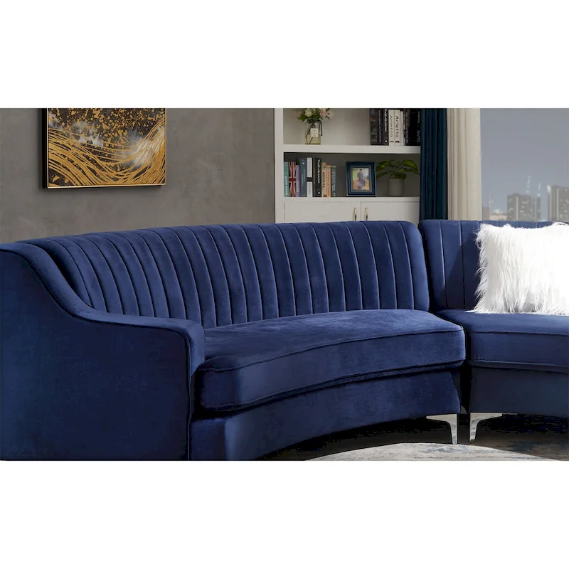 Tufted Velvet Sofa Curved Couch with Pillows