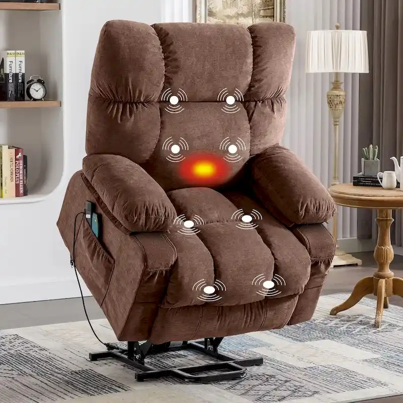 Power Lift Recliner with Heat, Massage, USB Charging – Blue