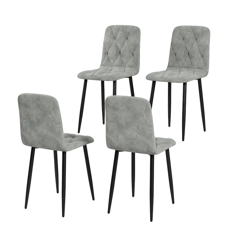 Dining Chairs Set of 4, Modern Kitchen Dining Room Chairs, PU Dining Chair Upholstered Cushion Seat and Sturdy Metal Legs
