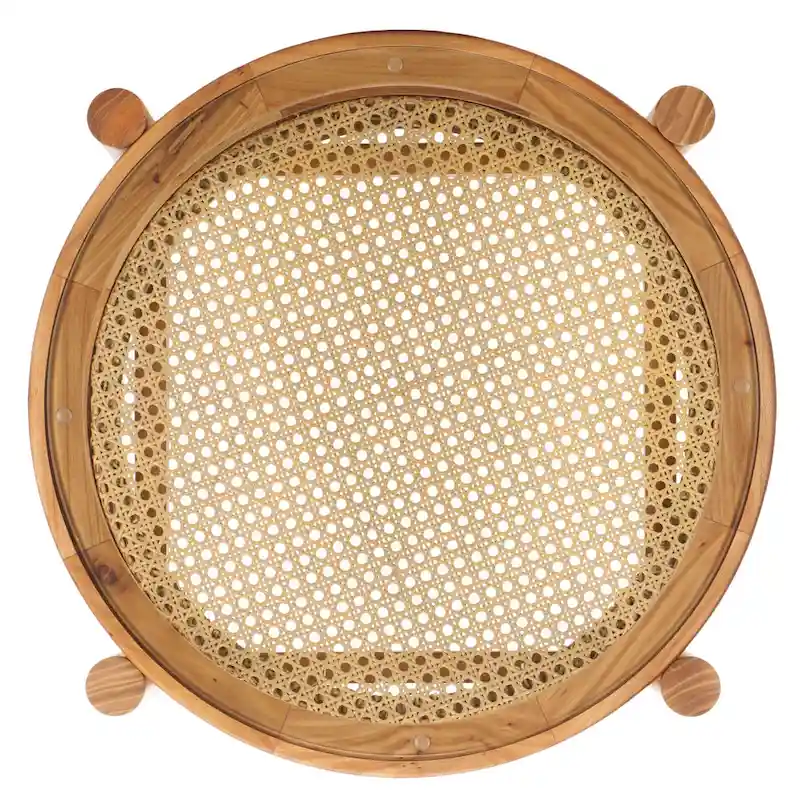 SAFAVIEH Couture Alberdine Rattan/Glass Accent Table - 23 In. W x 23 In. D x 24 In. H - 23W x 23D x 24H