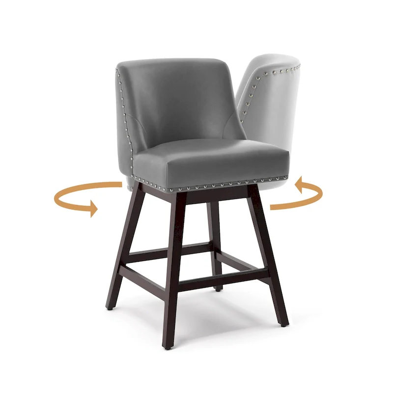 LUE BONA 26 in. Counter Height Bar Stools Upholstered Wood Frame Swivel Bar Stool with Farbic Seat Set of 3