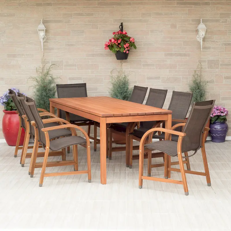 Amazonia Stella Outdoor FSC Wood 9pc Rectangular Patio Dining Set - 9 Piece