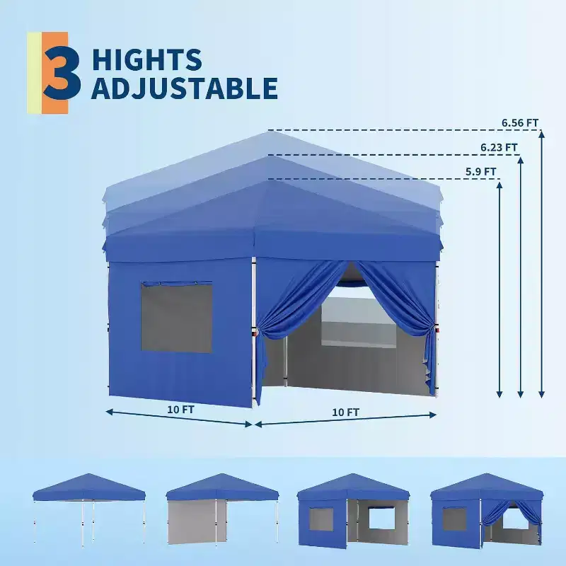 Pop Up Canopy Tent with 4 Side Walls, Duty UPF 50+ UV Protection Canopy with Wheeled Carry Bag, Multi-Mode Quick Setup Outdoor Tent