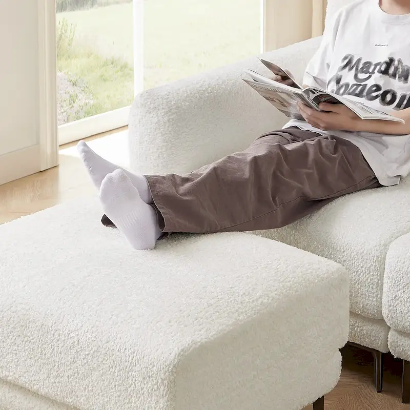 Convertible Sectional Sofa Couch, 3 Seat L-Shaped Sofa with Lamb Fabric