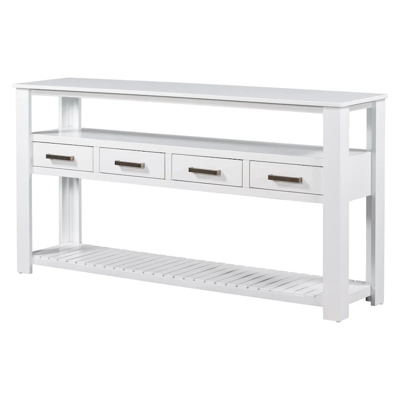62.2 Modern Console Table with 4 Drawers and 2 Shelves