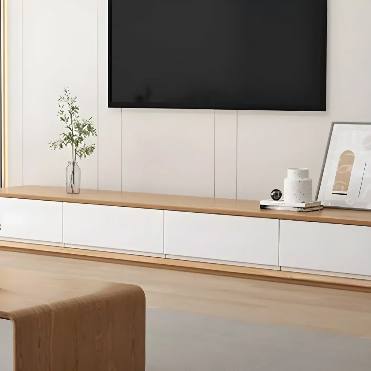 79 Brown Modern Wooden Long Drawers TV Stand