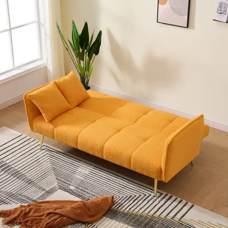 79.92  Teddy Velvet Upholstered Sofa Bed with Adjustable Back and Armrests