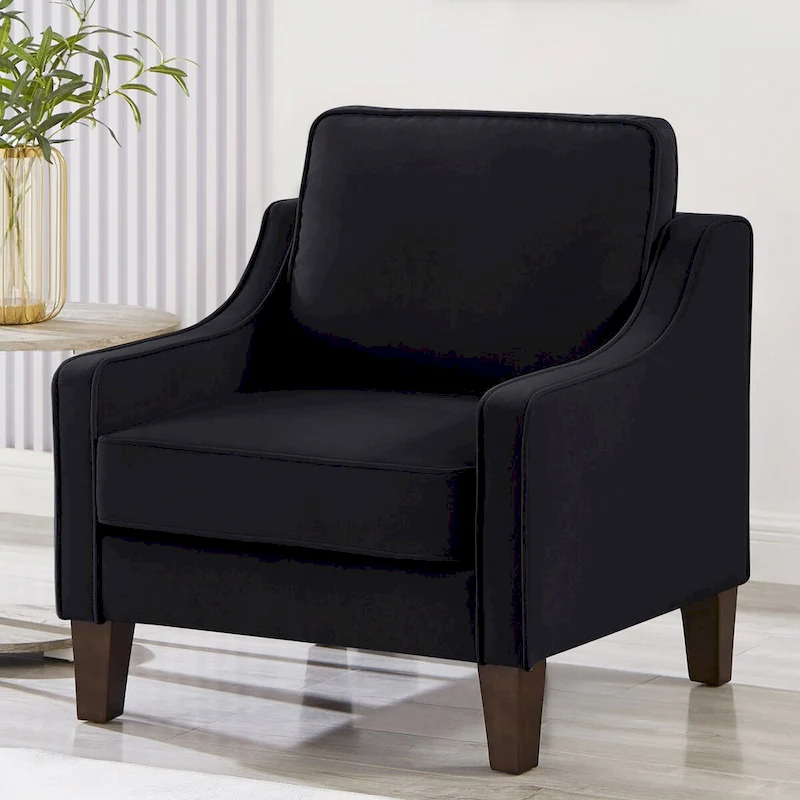 Armchair,Living Room Single Seat Sofa Chair with Wooden Legs,Upholstered Velvet Accent Chair