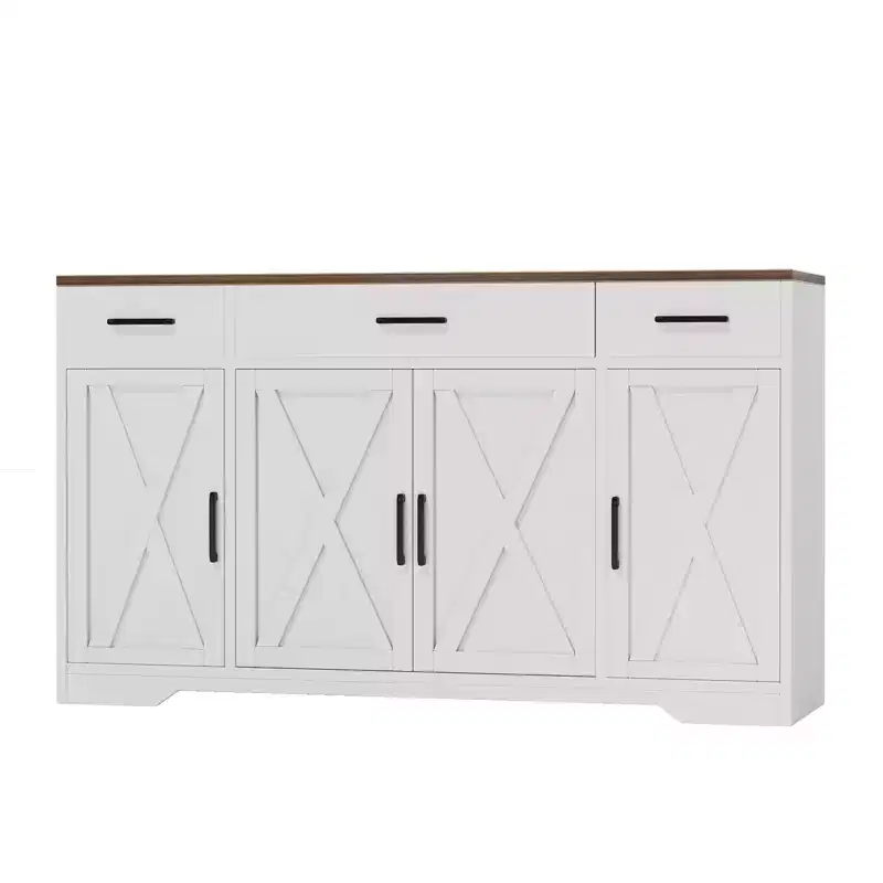 4 Doors, Modern Farmhouse Buffet Storage Cabinet Modern Large Wood Farmhouse  Large Modern Buffet Cabinet