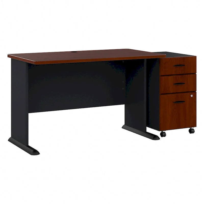 48W Office Desk with 3-Drawer Mobile File Cabinet