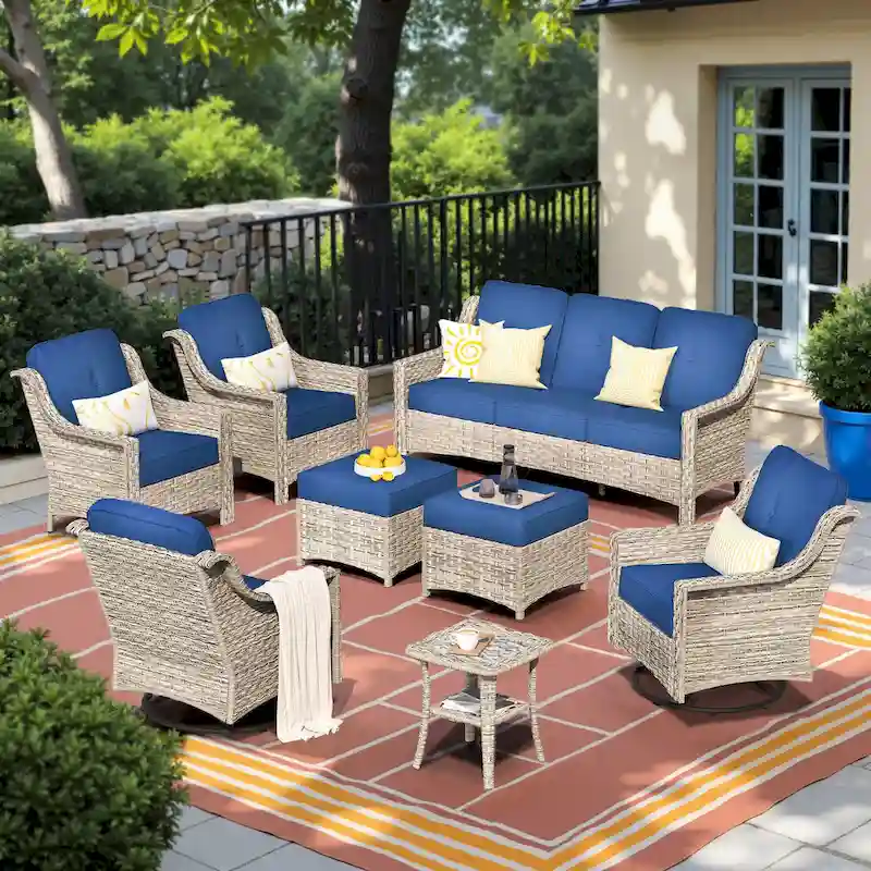 XIZZI 8-piece Patio Furniture Set Wicker Outdoor Seating Chairs