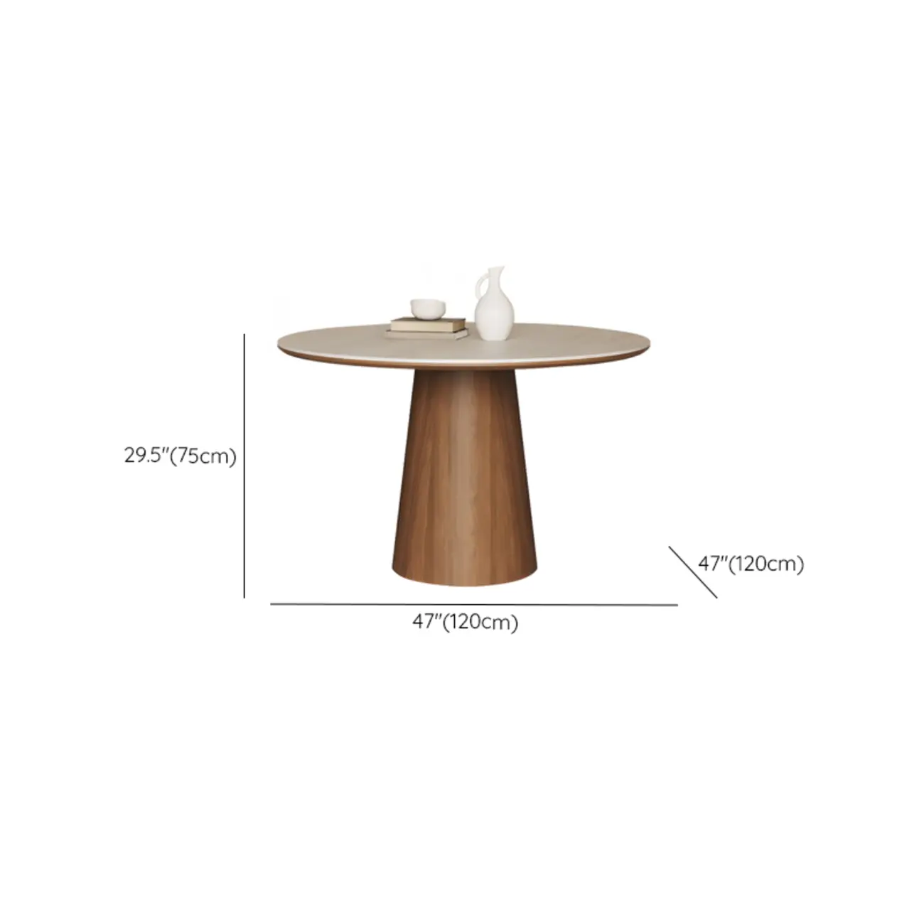 Modern Round Stone Top Pedestal Dining Table