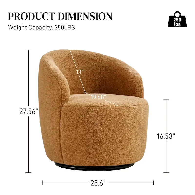 Ouyessir Modern Teddy Upholstered Swivel Barrel Chair(Set of 2)