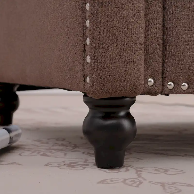 Brown 37.4  Accent Chair with Nailheads