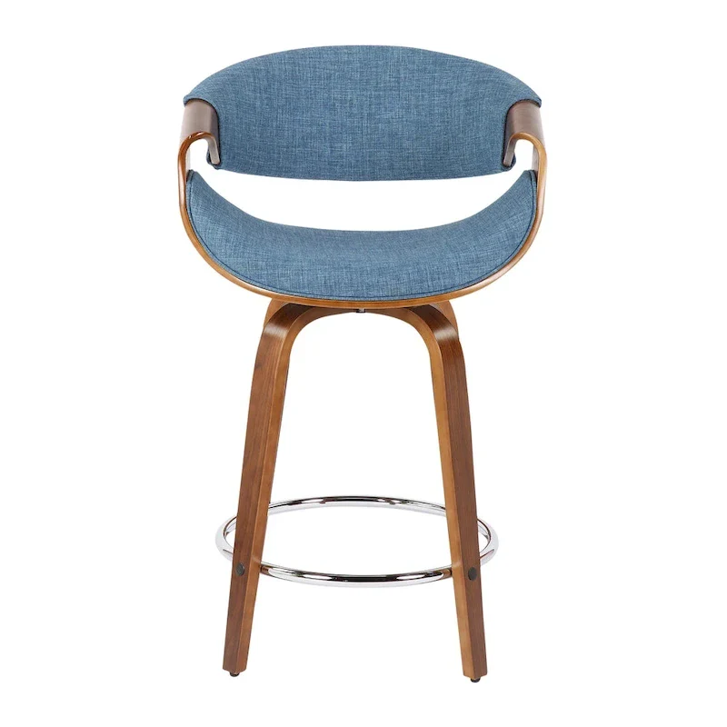 Carson Carrington Sauda 24 Fixed-Height Counter Stools with Bent Wood Legs & Round Footrest (Set of 2)