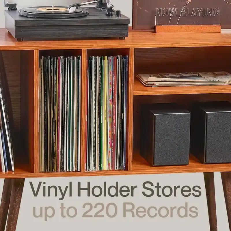Record Player Stand with Charging Station - 31D x 26W x 15H