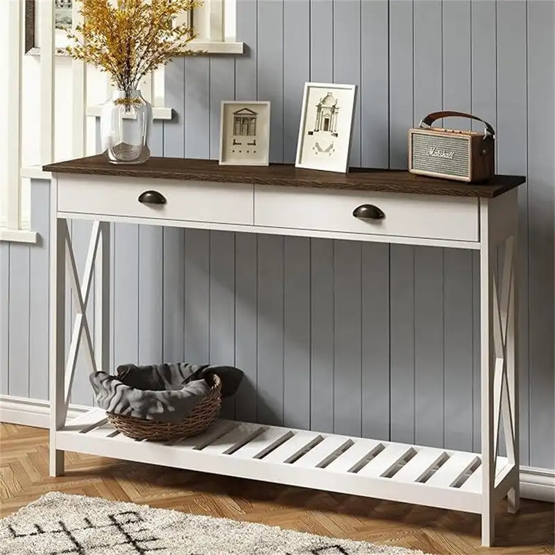 47  Farmhouse Console Table with Drawer for Entryway - 11.8 D x 47.19 W x 31.5 H