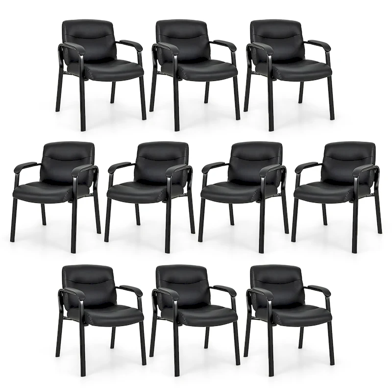 Gymax Set of 10 Waiting Room Chair No Wheels w/ Padded Armrests Guest