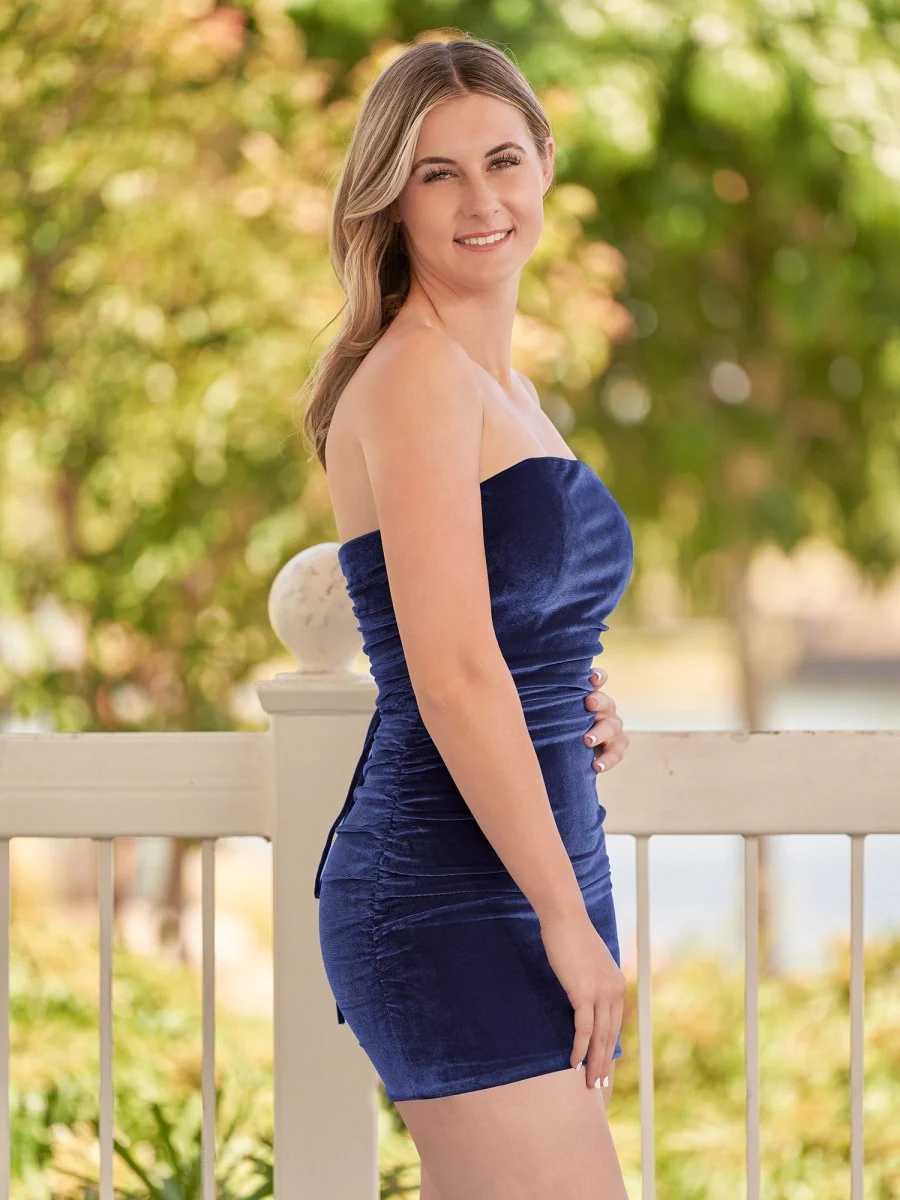 Bodycon Strapless Royal Blue Velvet Homecoming Dresses