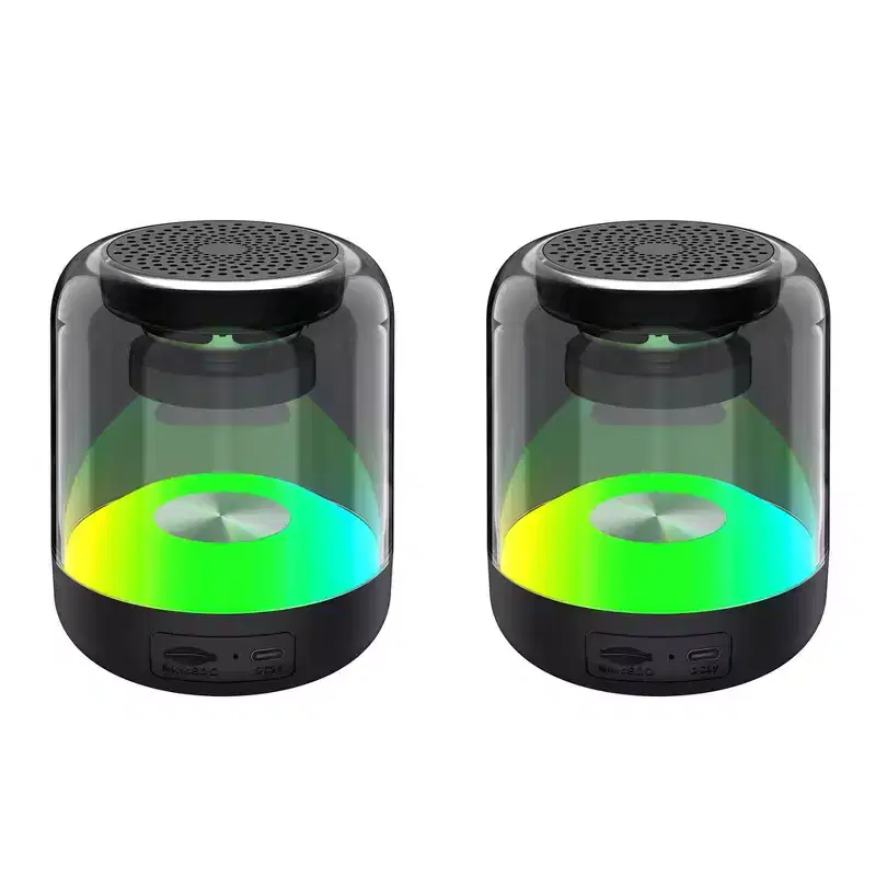 Link Syncwave LED Wireless Synchronized Portable Speakers Immersive Sound 360 HD Sound Great For Bedroom Dorm Pool BBQs Beach Picnics & More- 2 Pack