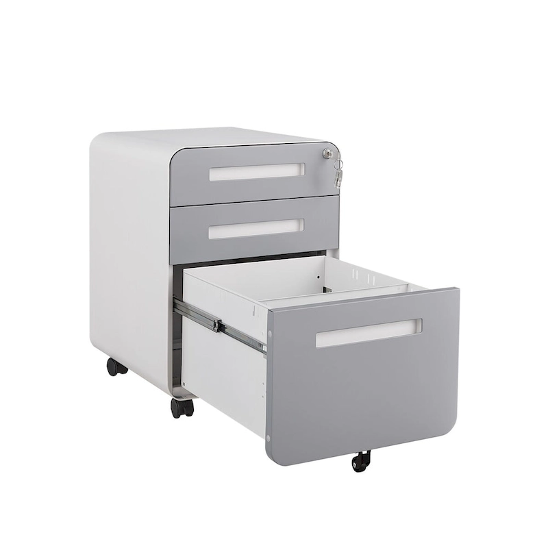 3-Drawer Mobile File Cabinet with 5 Wheel and Lock