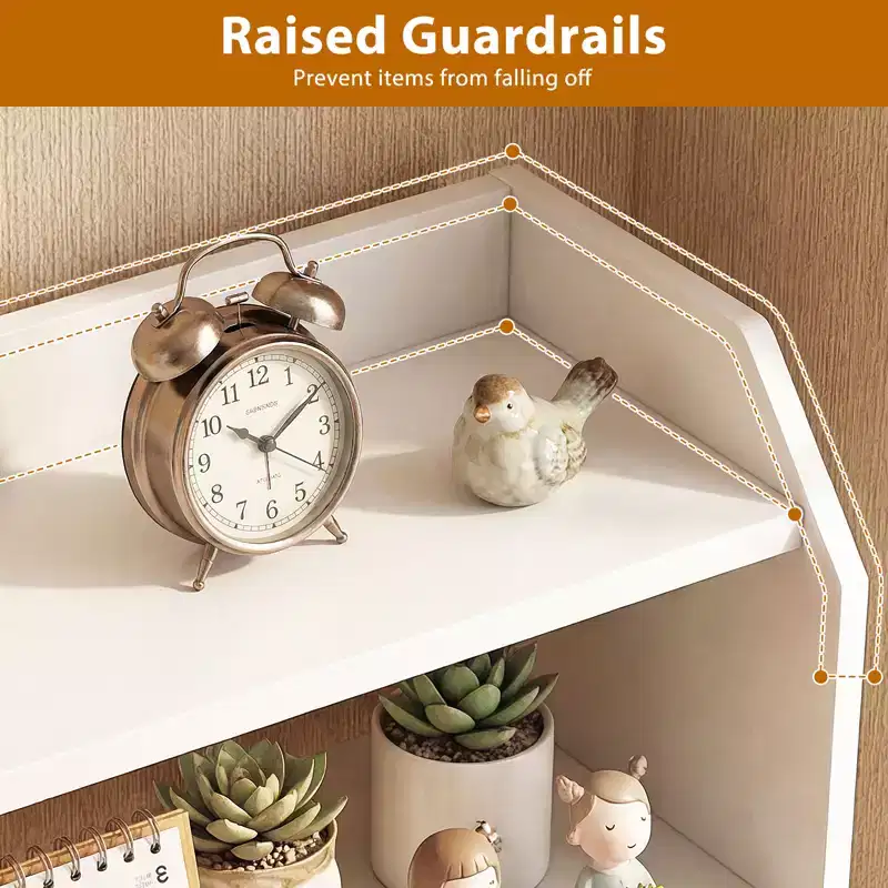 Costway 3-Tier Desktop Bookshelf w/Raised Top Guardrails Space-Saving Desk Display Shelf